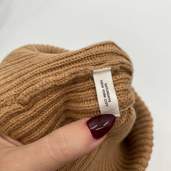Saturdays New York City tan brown ribbed beanie main image 5